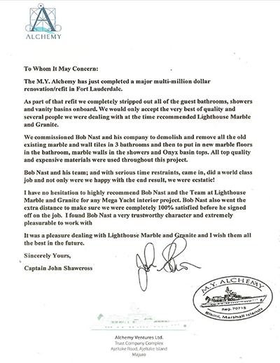 "Extraordinary craftsmanship for extraordinary clients" or Fort Lauderdale